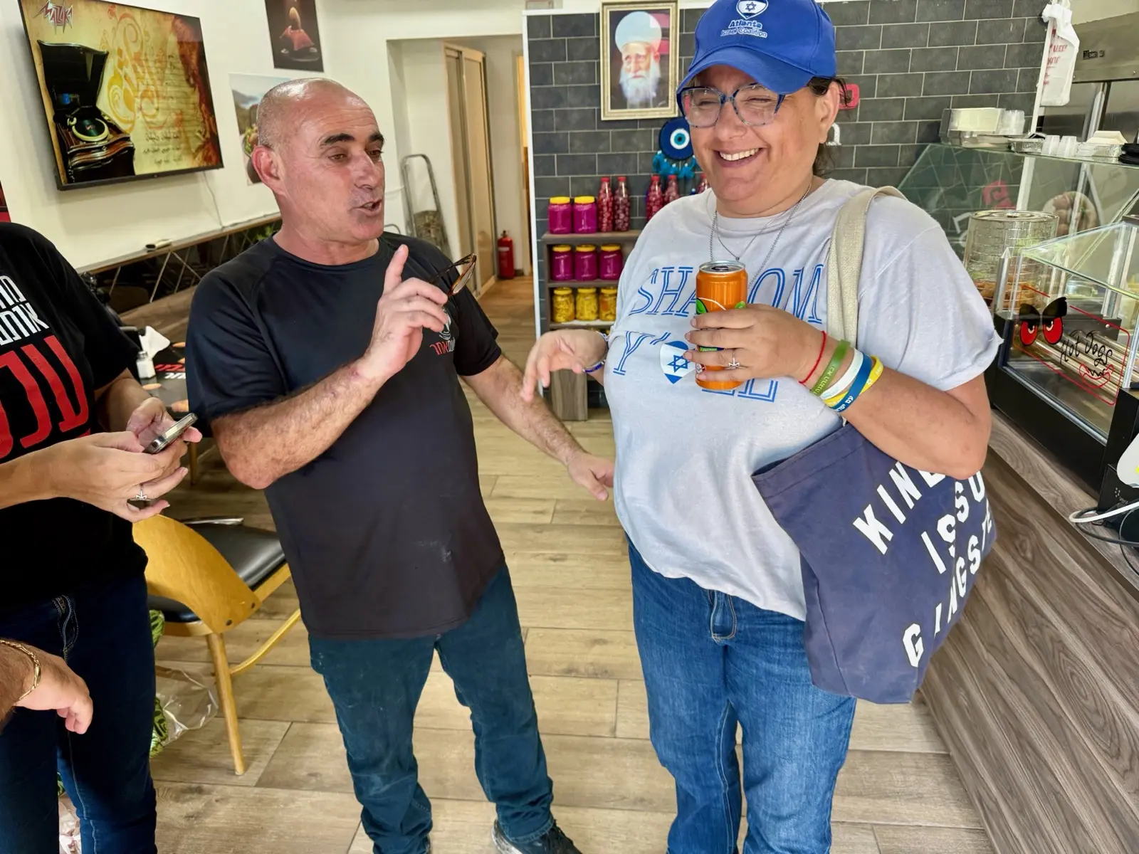 Cheryl Dorchinsky of the Atlanta Israel Coalition in conversation with a Druze community member during an AIC delegation visit to Daliyat al-Karmel, Israel.